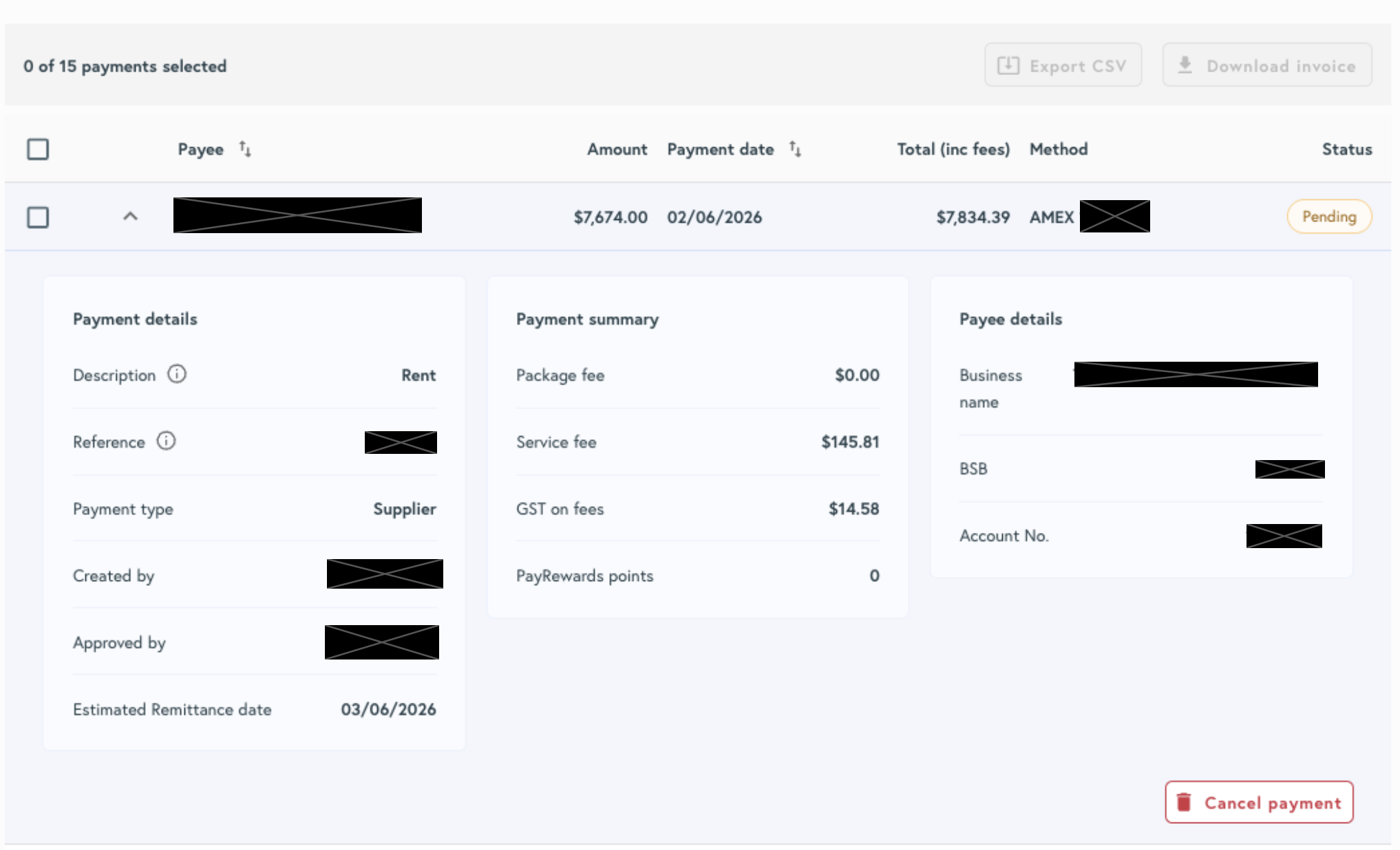 Cancel payment in Pending status